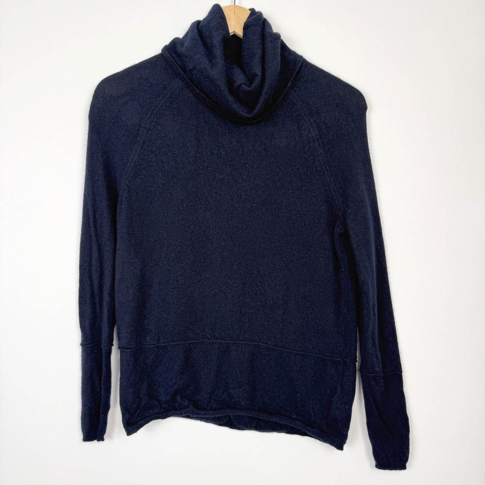 Vince Cashmere Cowl Neck Sweater Womens XXS Navy‎ Blue Minimalist Quiet Luxury - Picture 2 of 6